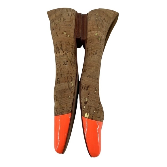 Kate Spade Orange Elina Cork Cap Pointed Toe Flats Size 7 1/2 Women’s - Picture 5 of 7